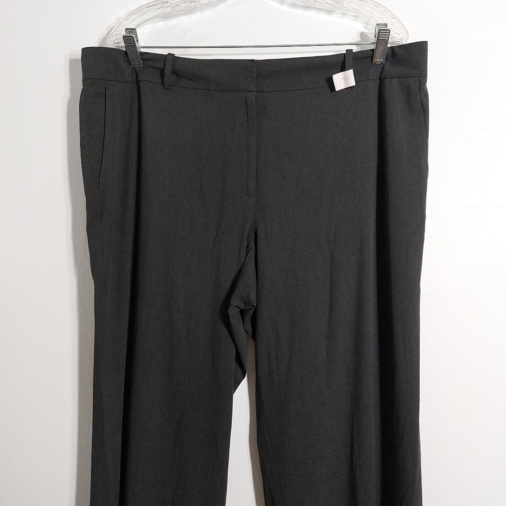 SOLD Ann Taylor Charcoal Gray Flat Front Straight Leg Dress Pants Size 16 - Picture 2 of 9